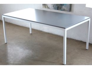 6' Office Table with White Frame and Gray Top