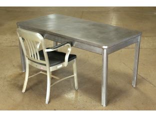 Gray 5' Metal Table With 1 Drawer