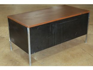 Black Metal Desk With Woodgrain Metal Top