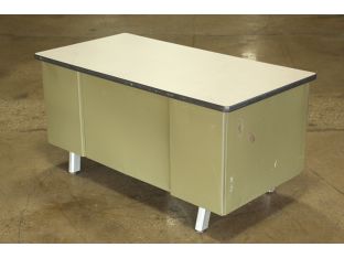 Olive Green Metal Desk With Beige Top