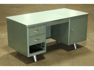Green Metal Desk With Green Top