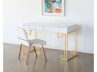 White Lacquer Greek Key Desk
