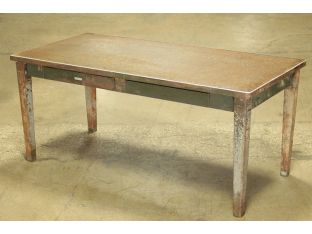 Aged Green Steelcase Desk with Two Drawers