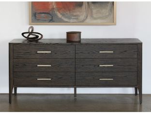 Sable Brown 6 Drawer Dresser With Brass Pulls