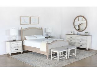 Antique White 6 Drawer Dresser With Wood Top