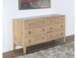 Poplar 6 Drawer Dresser With Iron And Leather Pull