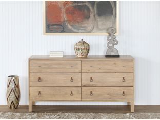 Poplar 6 Drawer Dresser With Iron And Leather Pull
