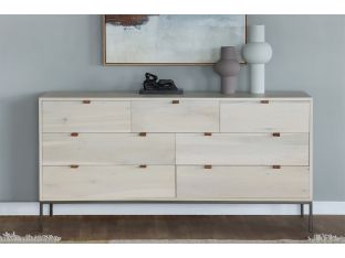 Light Poplar Dresser with Leather Pulls