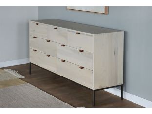 Light Poplar Dresser with Leather Pulls
