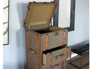 Green Canvas Wrapped Trunk Dresser