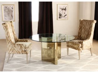 Abbot Round Metal Dining Table With Glass Top