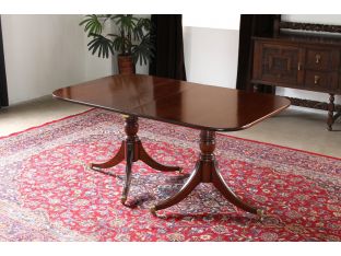 Rectangular Mahogany Double Pedestal Dining Table, Circa 1960
