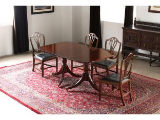 Rectangular Mahogany Double Pedestal Dining Table, Circa 1960