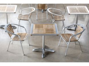 Teak and Aluminum Bistro Table