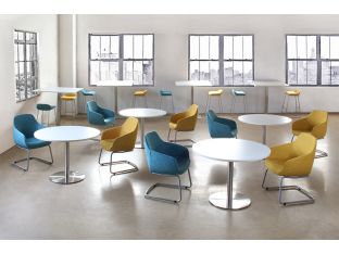 Mid-Century Style Sky Blue Office Arm Chair