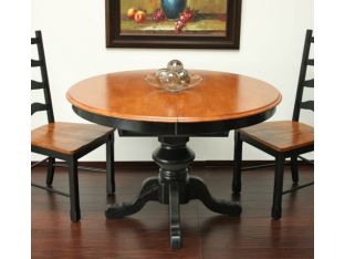 Antique Black Pedestal Dining Table with Maple Top