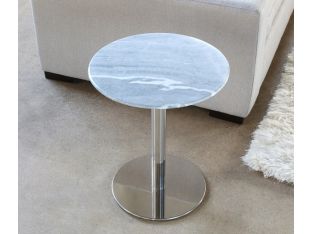 Gray Marble Side Table with Stainless Steel Base