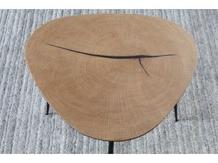 Low White Oak End Table with Forged Steel Legs