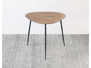 Low White Oak End Table with Forged Steel Legs