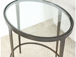 Roundabout Ellipse End Table in Antique Pewter