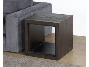 Tobacco Stained Reclaimed Wood Cube End Table