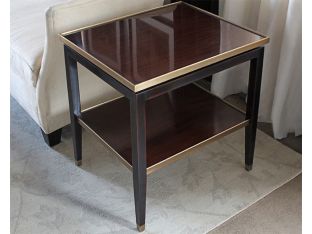 Dark Wood End Table with Gold Accents