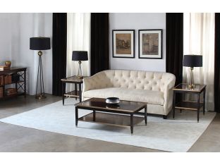 Dark Wood Coffee Table with Gold Accents