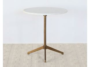 Round Marble End Table W/Brass Tripod Base