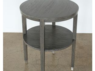 Ash End Table With Brushed Silver Accents