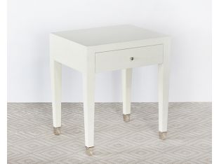 Wrapped White Linen End Table Or Nightstand