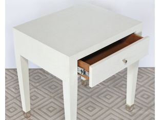Wrapped White Linen End Table Or Nightstand
