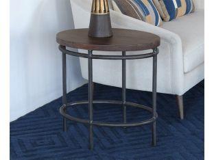 Oval Mango Wood Top End Table With Iron Base