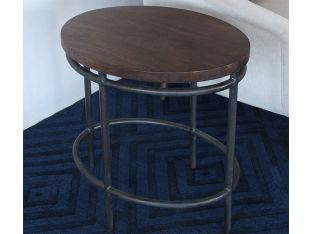Oval Mango Wood Top End Table With Iron Base