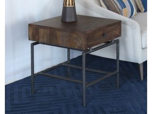 Mango Wood Top End Table With Iron Base