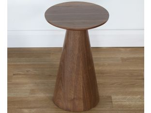 Low Walnut Veneer End Table