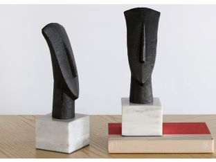 Pair Of Abstract Bronze Heads- Cleared Décor 