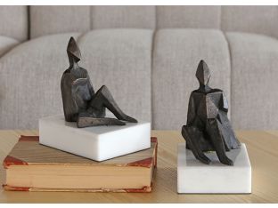 Pair Of Bronze Reclined Figures--Cleared Decor