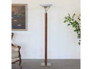 Wood And Weathered Brass Torchiere