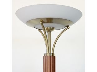 Wood And Weathered Brass Torchiere