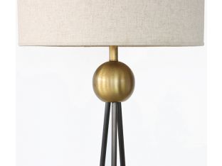 Antique Brass and Black Iron Floor Lamp