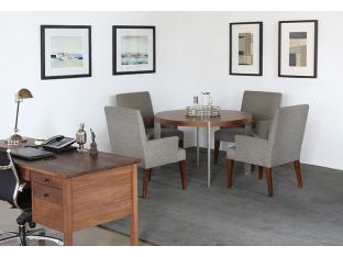 Grey Tweed Armchair with Walnut Legs