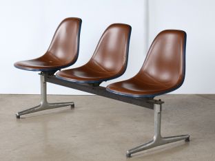 Set of Brown Vinyl Ganged Seating