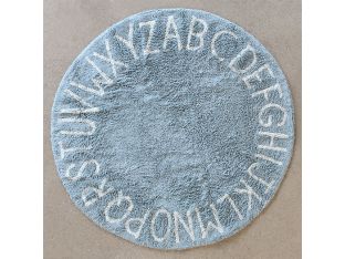 Round ABC Rug In Natural & Vintage Blue