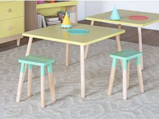 Peewee Maple Mint Square Kids Chair (Set Of 2)