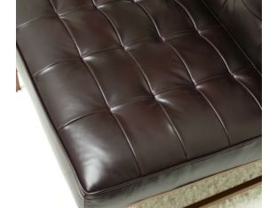 Mitchell Gold Major Leather Chair in Rojo Aubergine with Brass Frame