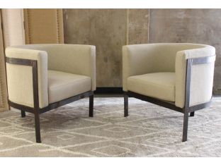 Barrel Back Club Chair with Linen Upholstery