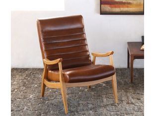 Danish Modern Lounge Chair in Caramel Leather
