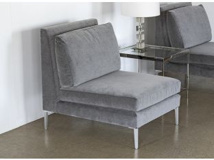 Armless Chair in Charcoal Velvet