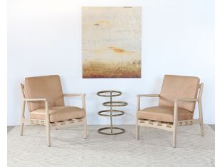 Whitewashed Ash Lounge Chair W/Tan Leather Seat