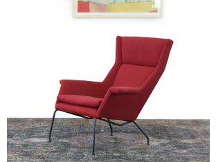 Mid Century Style Wing Chair In Poppy Red